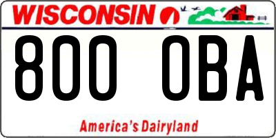 WI license plate 800OBA