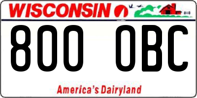 WI license plate 800OBC