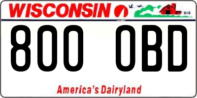 WI license plate 800OBD