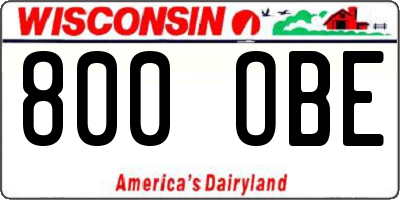 WI license plate 800OBE