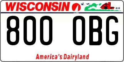 WI license plate 800OBG