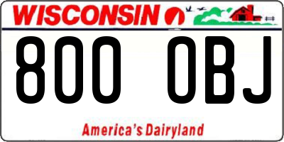 WI license plate 800OBJ