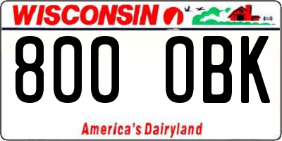 WI license plate 800OBK