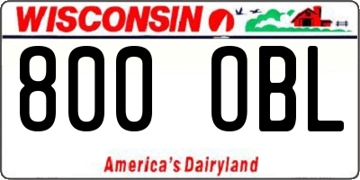 WI license plate 800OBL