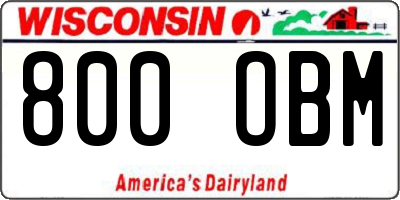WI license plate 800OBM