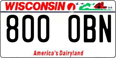 WI license plate 800OBN
