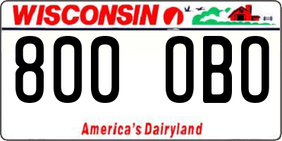 WI license plate 800OBO