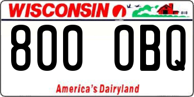 WI license plate 800OBQ