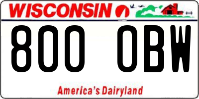 WI license plate 800OBW