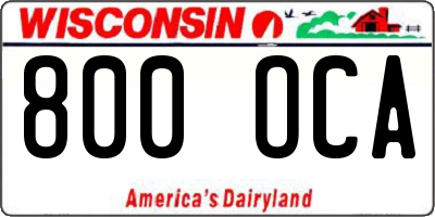 WI license plate 800OCA