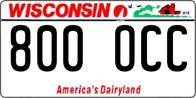 WI license plate 800OCC