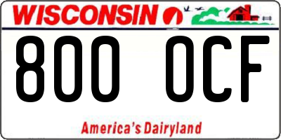 WI license plate 800OCF