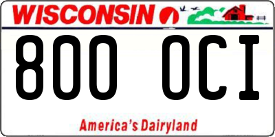 WI license plate 800OCI