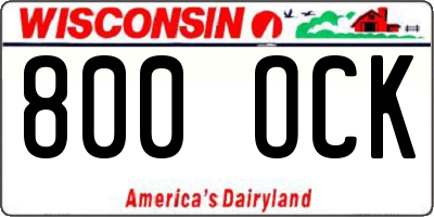 WI license plate 800OCK