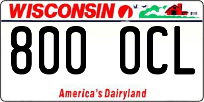 WI license plate 800OCL