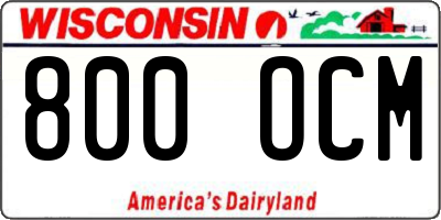 WI license plate 800OCM