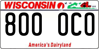 WI license plate 800OCO