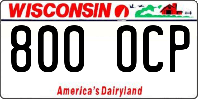 WI license plate 800OCP