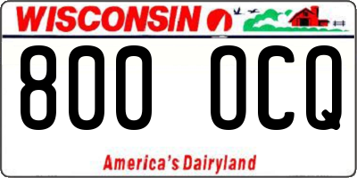 WI license plate 800OCQ