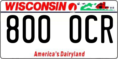 WI license plate 800OCR