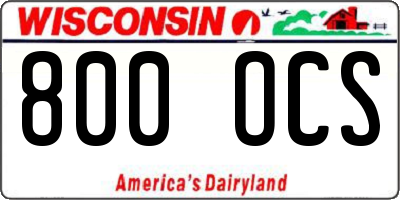 WI license plate 800OCS