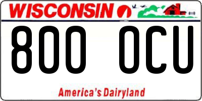 WI license plate 800OCU