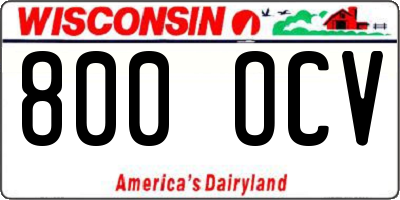 WI license plate 800OCV