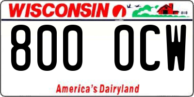 WI license plate 800OCW