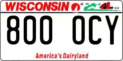 WI license plate 800OCY