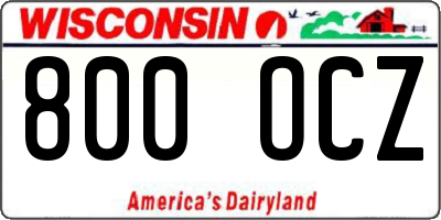 WI license plate 800OCZ