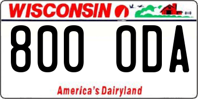 WI license plate 800ODA