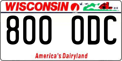 WI license plate 800ODC