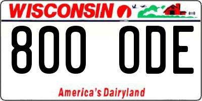 WI license plate 800ODE