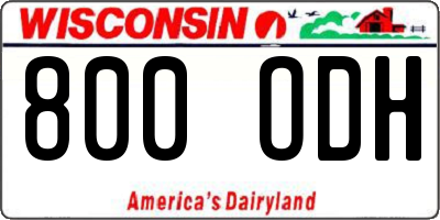 WI license plate 800ODH