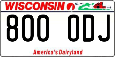 WI license plate 800ODJ