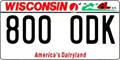 WI license plate 800ODK
