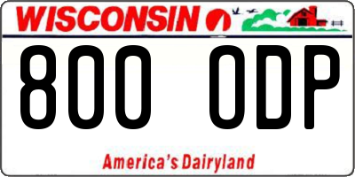WI license plate 800ODP