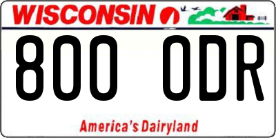 WI license plate 800ODR