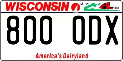 WI license plate 800ODX