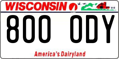 WI license plate 800ODY