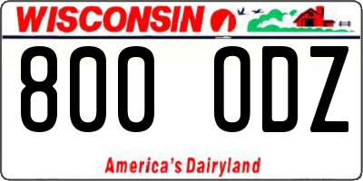 WI license plate 800ODZ
