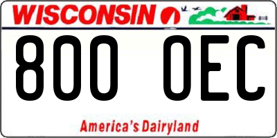WI license plate 800OEC