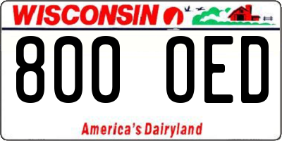 WI license plate 800OED
