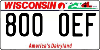 WI license plate 800OEF