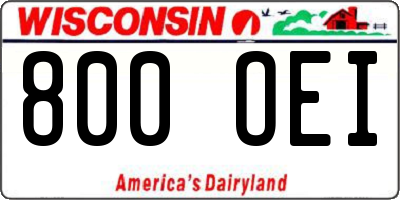 WI license plate 800OEI