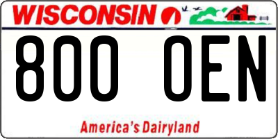 WI license plate 800OEN