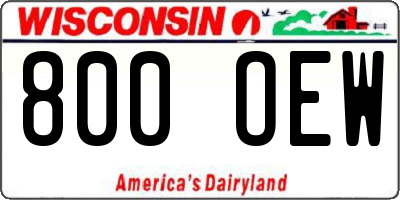 WI license plate 800OEW