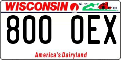 WI license plate 800OEX