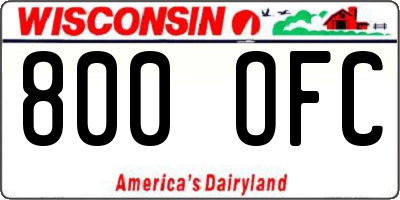 WI license plate 800OFC