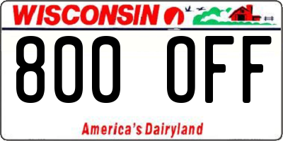 WI license plate 800OFF